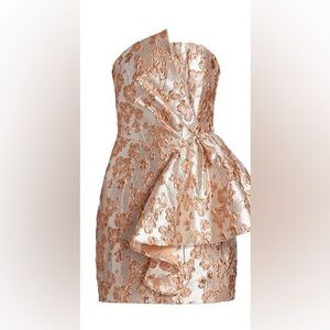 Elliatt Metallic Floral Strapless Mini Dress